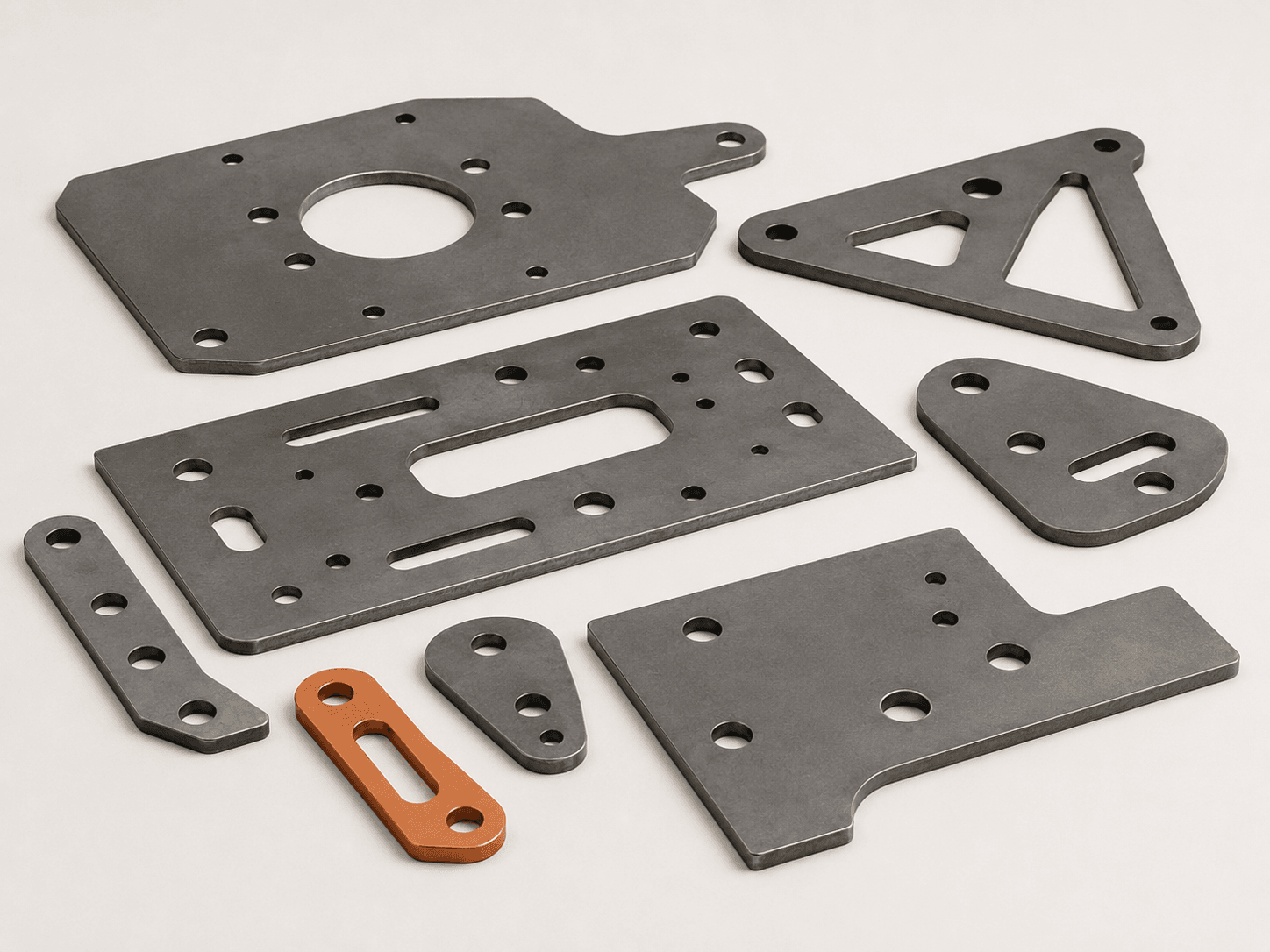 Flat laser-cut metal plate